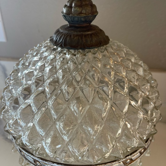 Mid Century Glass Ceiling Lamp Glass Light ORNATE DIAMOND Hollywood regency - Picture 4 of 9